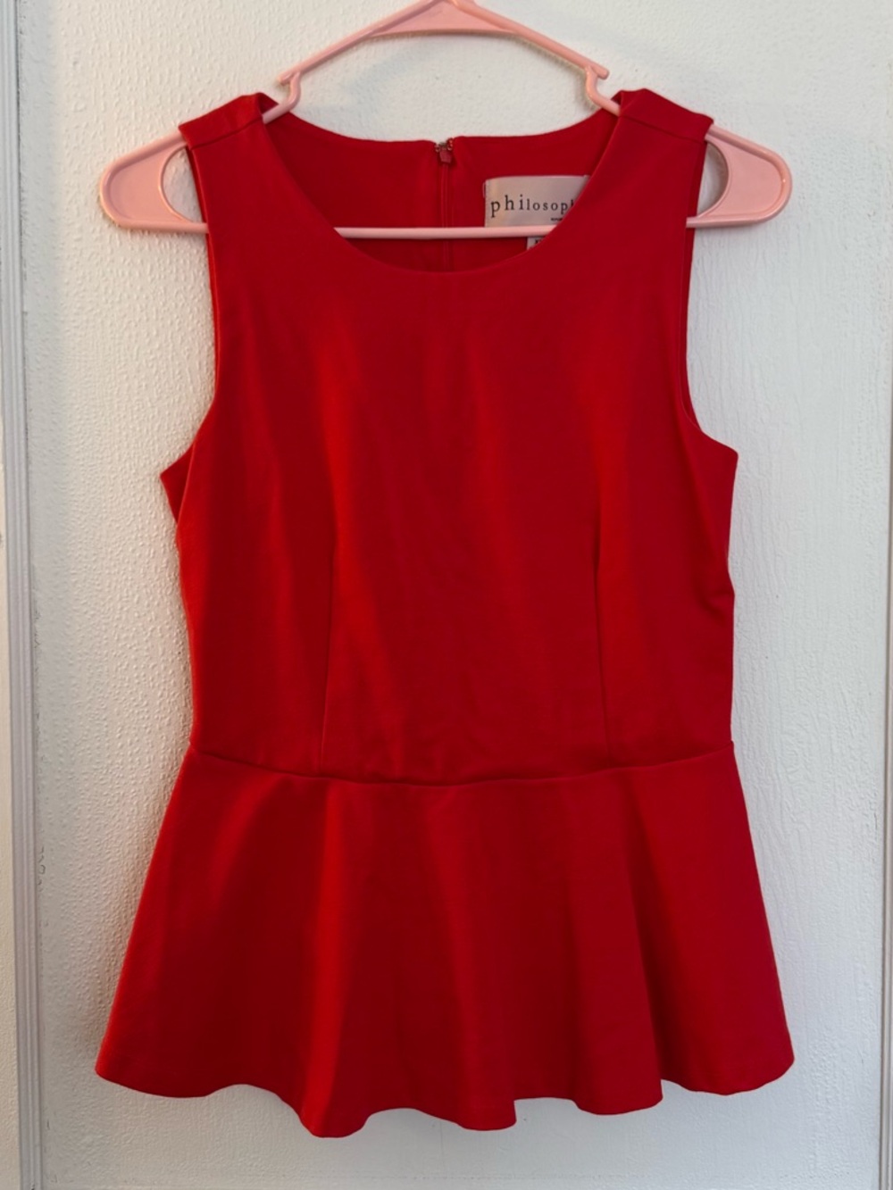 Philosophy Bright Red Sleeveless Peplum Top